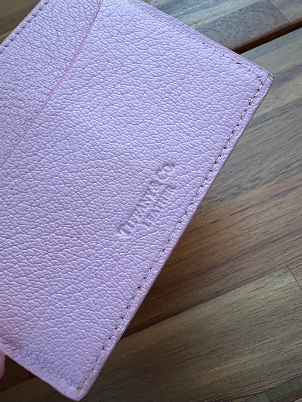 Authentic Tiffany Pink Leather Card Holder - Picture 5 of 5